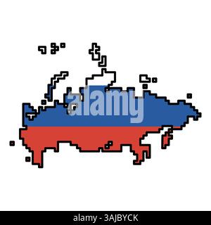 Icônes pixelisées de carte du monde dans le style 8 bits, représentant plus de 190 pays. Parfait pour l'art numérique, les projets éducatifs et les conceptions thématiques. Illustration de Vecteur