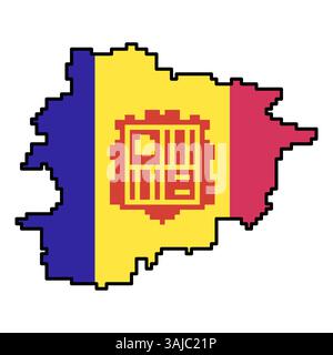 Icônes pixelisées de carte du monde dans le style 8 bits, représentant plus de 190 pays. Parfait pour l'art numérique, les projets éducatifs et les conceptions thématiques. Illustration de Vecteur
