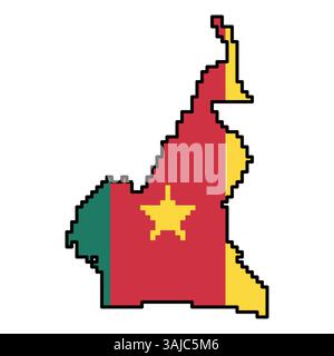 Icônes pixelisées de carte du monde dans le style 8 bits, représentant plus de 190 pays. Parfait pour l'art numérique, les projets éducatifs et les conceptions thématiques. Illustration de Vecteur