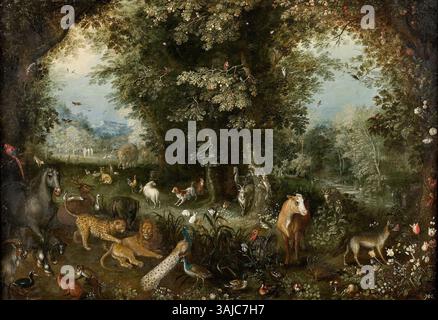 Terre, qui fait partie de la série « les quatre éléments » de Jan Brueghel le jeune, peinte entre 1620 et 1670, cette huile sur cuivre représente l'élément terre, mettant l'accent sur la richesse et la fertilité de la terre. Banque D'Images