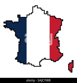 Icônes pixelisées de carte du monde dans le style 8 bits, représentant plus de 190 pays. Parfait pour l'art numérique, les projets éducatifs et les conceptions thématiques. Illustration de Vecteur