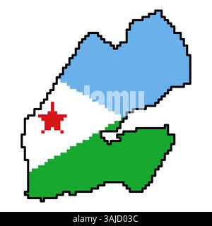 Icônes pixelisées de carte du monde dans le style 8 bits, représentant plus de 190 pays. Parfait pour l'art numérique, les projets éducatifs et les conceptions thématiques. Illustration de Vecteur