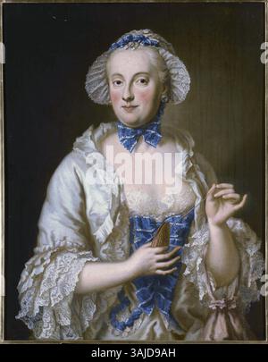 Portrait de Maria Anna Sophie de Saxe, électrice de Bavière, peint par Georg Desmarées entre 1751 et 1776, fait partie de la collection du château de Versailles. Banque D'Images