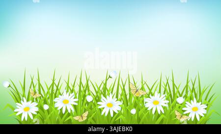 L'herbe verte et ciel bleu Banque D'Images