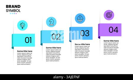 Modèle d'infographie avec icônes et 4 options ou étapes. Rubans. Peut être utilisé pour la mise en page de flux de travail, le diagramme, la bannière, la conception Web. Illustration vectorielle Illustration de Vecteur
