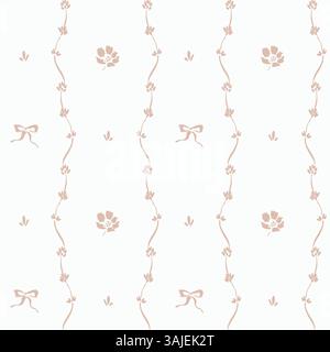 Trendy romantique doodle motif floral sans couture avec des noeuds. Illustration de Vecteur