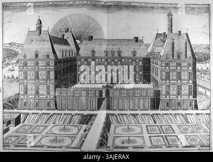 Cette gravure de Claude Chastillon (1559-1616), basée sur une gravure précédente, montre Chapplaine. L'œuvre représente la région en France avec une signification historique et artistique. Banque D'Images
