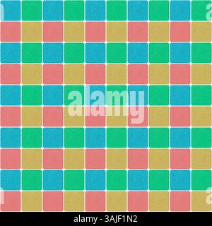 motif sans couture abstrait : carreaux carrés arrondis multicolores sur fond blanc Banque D'Images