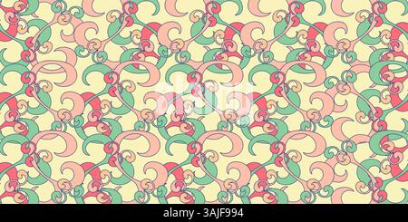 Un motif cachemire vibrant et ludique avec des formes tourbillonnantes et des formes organiques dans une palette de couleurs joyeuses. Illustration de Vecteur
