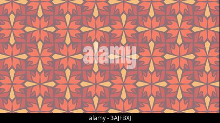 Motif géométrique complexe avec des formes répétitives dans des tons chauds d'orange et de rouge. Motif vectoriel sans couture avec un envoûtant. Illustration de Vecteur
