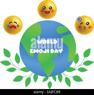 journée mondiale emoji, illustration vectorielle sur fond blanc Illustration de Vecteur