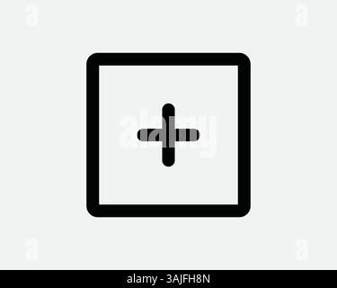 Boîte carrée positive contour de la borne forme de la ligne plus Ajouter somme additionnelle Math Zoom dans Scale Up agrandir augmenter point de charge de la batterie vecteur Sym Illustration de Vecteur