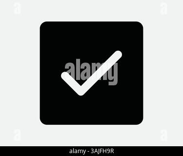 Cochez la case correct signe solide carré vérifié contour symbole droit choix voter sélectionner sélection Oui affirmation confirmer Noir Blanc icône vectorielle Illustration de Vecteur