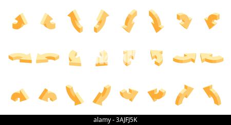 ensemble isométrique de flèches, en couleur sur un fond blanc, pointeurs pour l'infographie et le design Illustration de Vecteur