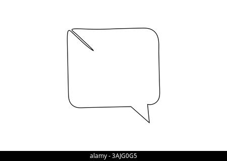 Bulle de parole dessin d'une seule ligne continue de forme carrée icône de vecteur de contour simple Illustration de Vecteur