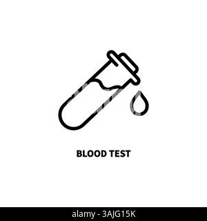 Icône de ligne d'échantillon de sang. signe de style linéaire pour le concept mobile et la conception web. Icône vectorielle du contour du tube à essai sanguin. Symbole de test de laboratoire, logo illu Illustration de Vecteur