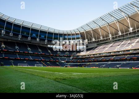 Londres, Royaume-Uni. 10 avril 2025. Le Tottenham Hotspur Stadium est prêt pour le match de l'UEFA Europa League entre Tottenham Hotspur et l'Eintracht Frankfurt à Londres. Crédit : Gonzales photo/Alamy Live News Banque D'Images