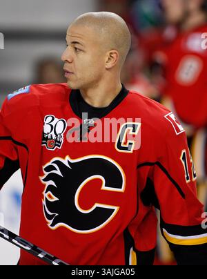 28 déc. 2009 - Calgary, Alberta, Canada - photo de profil de joueur de la LNH sur Jarome Iginla des Flames de Calgary lors d'un récent match à Calgary. (Crédit image : © Larry MacDougal via ZUMA Wire) Banque D'Images