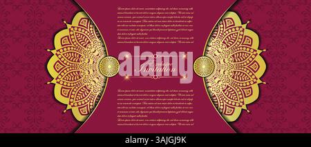 Fond de mandala ornemental de luxe avec des motifs arabesques dorés, élément pour invitation, affiche de méditation, yoga, mariage, couverture du livre, page de couverture Illustration de Vecteur