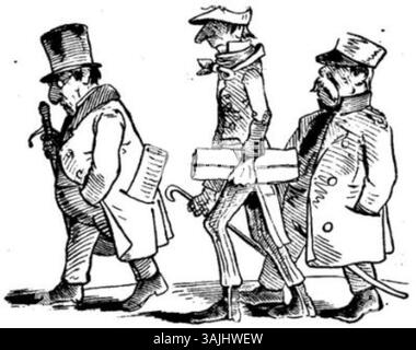 Illustration tirée de 'Fliegende Blätter', volume 2, numéro 33, page 68, représentant l'œuvre du comte Franz Pocci qui incarne le style de l'art satirique allemand du XIXe siècle. Banque D'Images