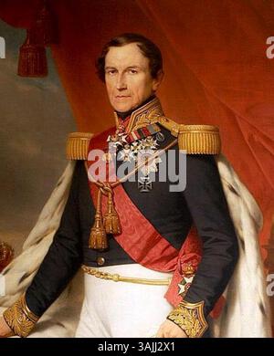 Ce portrait de Léopold Ier, roi des Belges, a été peint par Nicaise de Keyser en 1856. Léopold Ier fut le premier roi de Belgique, servant de 1831 jusqu'à sa mort en 1865. Le portrait montre son statut de monarque au milieu du XIXe siècle. Banque D'Images