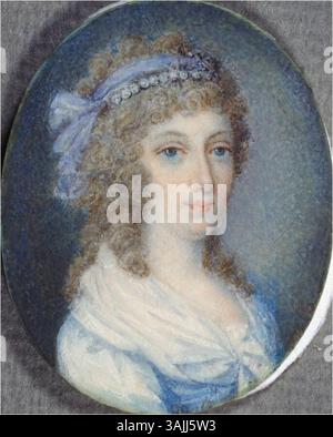Ce portrait présumé de Marie-Thérèse de Naples et de Sicile, épouse de l'empereur François II, est attribué à un artiste non identifié. L'aquarelle du XVIIIe siècle sur miniature ivoire, exposée au palais de Hofburg, capture son identité royale. Banque D'Images