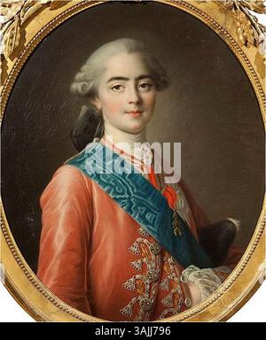 Portrait de François-Hubert Drouais, représentant Louis Stanislas-Xavier de France, comte de Provence, plus tard Louis XVIII de France. L'huile sur toile, créée en 1772, met en valeur le futur roi en tenue royale. Banque D'Images