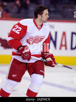 17 mars 2010 - Calgary, Alberta, Canada - photo du profil d'un joueur de la LNH sur Brett Lebda des Red Wings de Détroit lors d'un récent match à Calgary. (Crédit image : © Larry MacDougal via ZUMA Wire) Banque D'Images