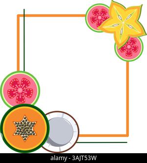 Cadre avec illustration vectorielle de fruits tropicaux Illustration de Vecteur