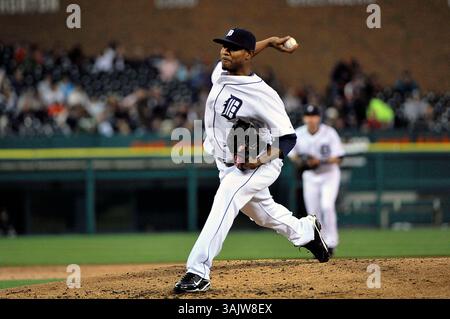 15 mai 2009 - Detroit, mi..Detroit Tigers débutant le lanceur Edwin Jackson #36 emplacements dans le match vendredi soir à Comerica Park, Detroit, Michigan...Detroit Tigers vs Oakland A's.. Steven King/CSM (image crédit : © Steven King/Cal Sport Media) Banque D'Images