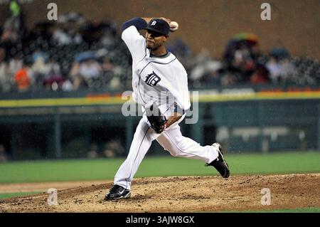 15 mai 2009 - Detroit, mi..Detroit Tigers débutant le lanceur Edwin Jackson #36 emplacements dans le match vendredi soir à Comerica Park, Detroit, Michigan...Detroit Tigers vs Oakland A's.. Steven King/CSM (image crédit : © Steven King/Cal Sport Media) Banque D'Images