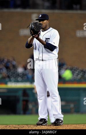 15 mai 2009 - Detroit, mi..Detroit Tigers débutant le lanceur Edwin Jackson #36 emplacements dans le match vendredi soir à Comerica Park, Detroit, Michigan...Detroit Tigers vs Oakland A's.. Steven King/CSM (image crédit : © Steven King/Cal Sport Media) Banque D'Images