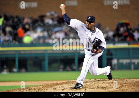 15 mai 2009 - Detroit, mi..Detroit Tigers débutant le lanceur Edwin Jackson #36 emplacements dans le match vendredi soir à Comerica Park, Detroit, Michigan...Detroit Tigers vs Oakland A's.. Steven King/CSM (image crédit : © Steven King/Cal Sport Media) Banque D'Images