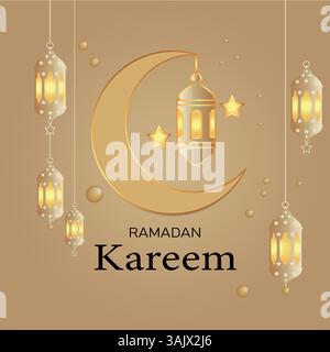 Ramadan Kareem Mubarak Festival islamique médias sociaux religieux Illustration de Vecteur