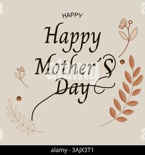 Fête des mères Design simple et élégant, basé sur une forme de coeur avec des couleurs pastel Illustration de Vecteur