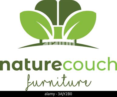 Vecteur de logo de canapé de feuille de nature sur fond blanc Illustration de Vecteur