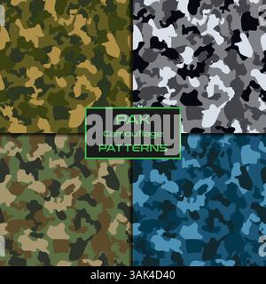 Pack de camouflage de motif vectoriel sans couture déguiser militaire et de chasse Illustration de Vecteur