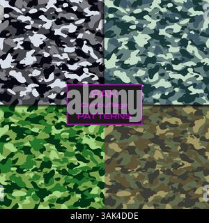 Pack camouflage militaire motif sans couture pour le vecteur de camouflage coloré Illustration de Vecteur