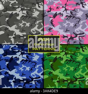 Pack Disguise motif sans couture camouflage pour les chasseurs et motif abstrait militaire Illustration de Vecteur