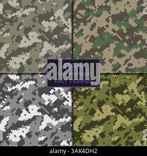 Emballez le motif pixel sans couture déguisant l'armée Illustration de Vecteur