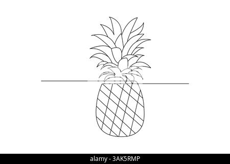 Ananas dessin continu à une ligne et vecteur de contour isolé Illustration de Vecteur