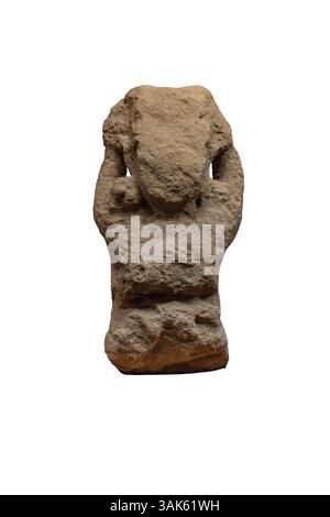 Yaksha. Période : 2ème - 1er cent. BCE. Style : Maurya. Provenance : Bhubaneswar. Matériau : grès. C'est une image de buste de Yakhsas. Les deux armées Yaksh Banque D'Images