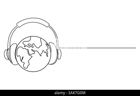 concept de la journée mondiale de la musique dessin d'une ligne Illustration de Vecteur