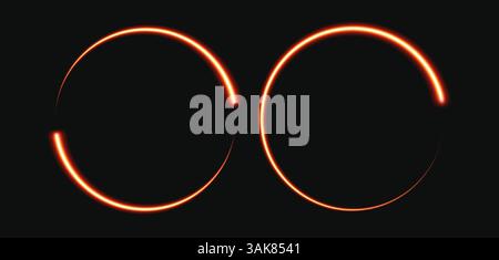 Effet lumineux de cercle de néon brillant avec lignes d'énergie brillantes dans un style futuriste sur fond sombre pour la technologie, la science-fiction, le cadre ou la conception d'interface Illustration de Vecteur