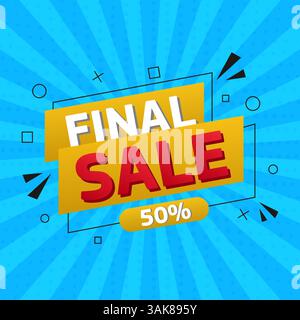 Réductions finales de bannière promotionnelle vectorielle, sur un fond lumineux, pour les magasins et les ventes commerciales Illustration de Vecteur