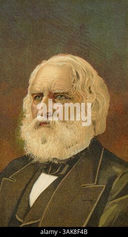 13 avril 2017 - Henry Wadsworth Longfellow (1807-82), poète et éducateur américain, Portrait, vers 1882 (crédit image : © JT Vintage/Glasshouse via ZUMA Wire) Banque D'Images