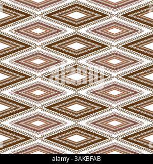 Fusion du patrimoine et du style, ce modèle culturel met en valeur des motifs ethniques géométriques dans de riches teintes brunes, parfait pour l'impression de tissu, le motif de papier peint, Banque D'Images