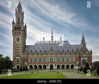 Le Palais de la paix à la Haye, pays-Bas, siège de la Cour internationale de Justice. Banque D'Images