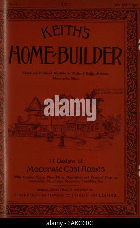 Le magazine Home-Builder de Keith, publié pour la première fois en 1900 par Walter J. Keith, comprend douze numéros mensuels. Il présente des conceptions de maisons, des plans d'étage, des photographies et des coûts de construction, ainsi que des articles sur la construction de maisons, le design d'intérieur et l'architecture paysagère. Certaines questions comprennent également des plans pour les écoles et les églises, ainsi que des publicités pour l'ameublement et les matériaux de construction. Banque D'Images
