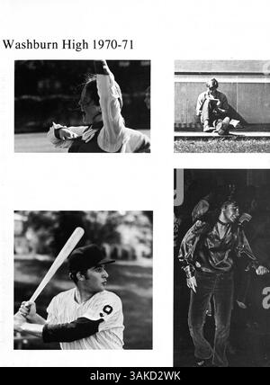 L'annuaire Wahian 71 de Washburn High School retrace les grands moments de l'année scolaire 1970-1971 en mettant en lumière l'athlétisme, la vie étudiante et l'histoire afro-américaine. Banque D'Images
